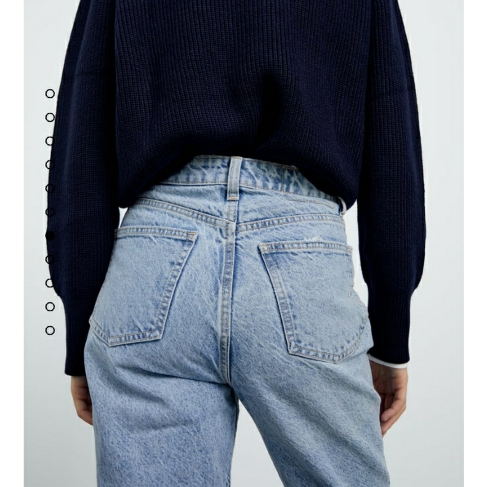 Zara High Rise Mom Jeans Lightwash Blue Denim Size 0 NEW With Tags NWT - Picture 6 of 13